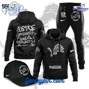 Detroit Lions Justice Opportunity Equity Freedom Combo Hoodie, Pants, Cap