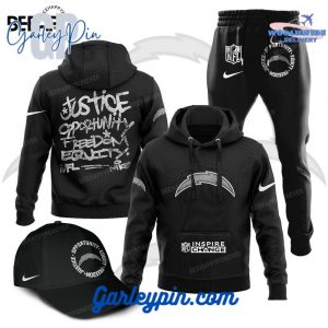 Los Angeles Chargers Justice Opportunity Equity Freedom Combo Hoodie, Pants, Cap 1
