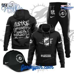 Miami Dolphins Justice Opportunity Equity Freedom Combo Hoodie, Pants, Cap