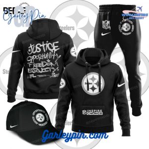 Pittsburgh Steelers Justice Opportunity Equity Freedom Combo Hoodie, Pants, Cap