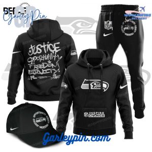 Seattle Seahawks Justice Opportunity Equity Freedom Combo Hoodie, Pants, Cap