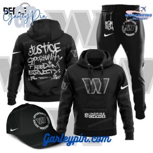 Washington Commanders Justice Opportunity Equity Freedom Combo Hoodie, Pants, Cap 1