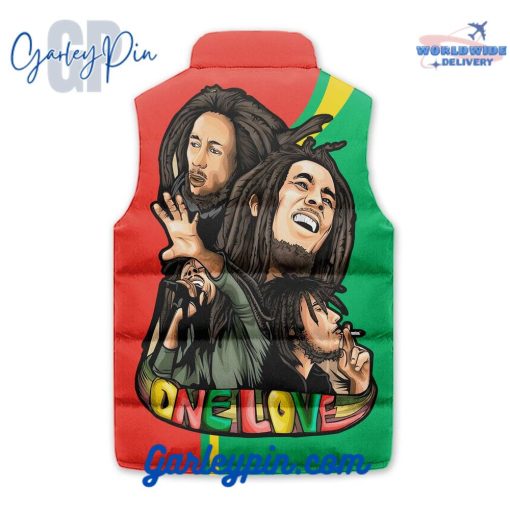 Bob Marley One Love  Sleeveless Puffer Jacket