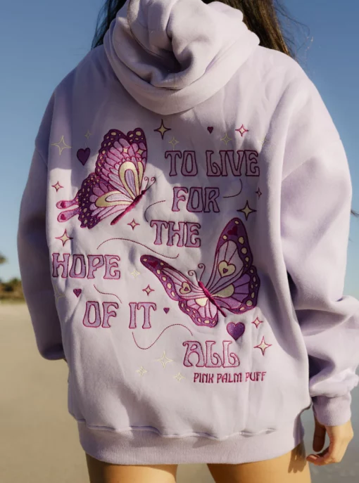 Pink Palm Puff “To Live For the Hope of it All” Lilac Hoodie