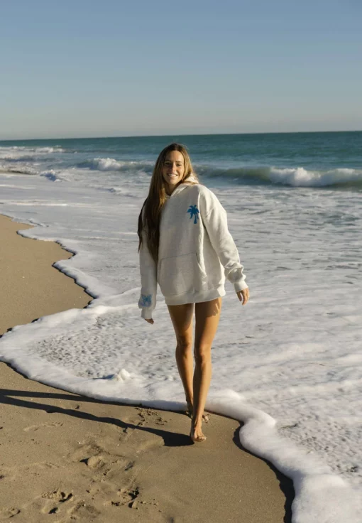 Pink Palm Puff “To Live For the Hope of it All” Heathered White Hoodie