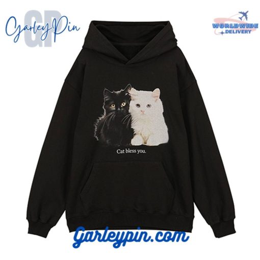 Baby Cat Bless You Black Hoodie