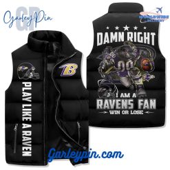 Baltimore Ravens I Am A Ravens Fan Sleeveless Puffer Jacket