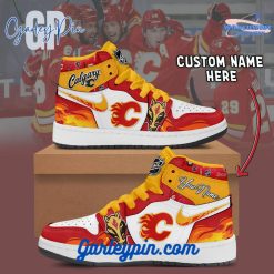 Calgary Flames Custom Name Air Jordan 1 Sneaker