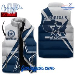 Dallas Cowboys Americas Team Custom Name Sleeveless Puffer Jacket