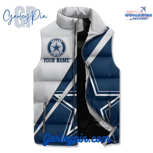 Dallas Cowboys Americas Team Custom Name Sleeveless Puffer Jacket