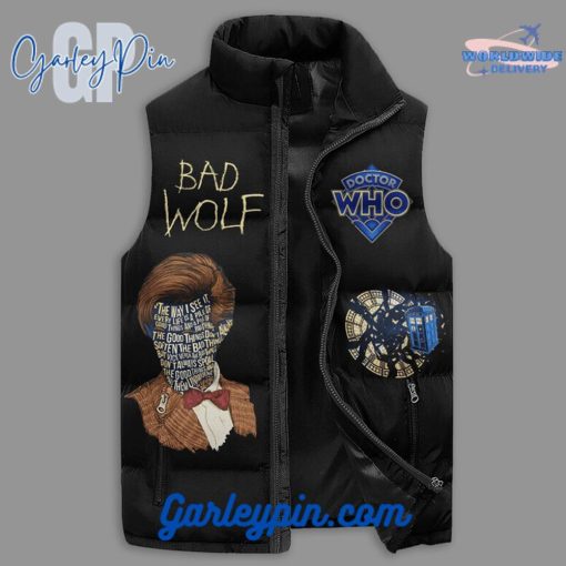 Doctor Who Bad Wolf Sleeveless Puffer Jacket