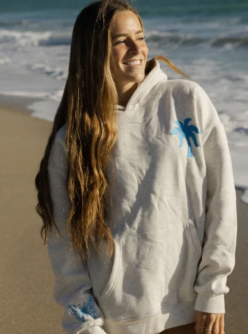 Pink Palm Puff “To Live For the Hope of it All” Heathered White Hoodie