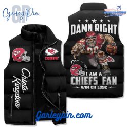 Kansas City Chiefs I Am A Chiefs Fan Black Sleeveless Puffer Jacket