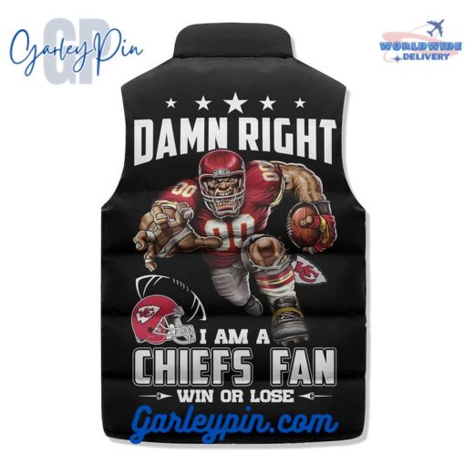 Kansas City Chiefs I Am A Chiefs Fan Black Sleeveless Puffer Jacket