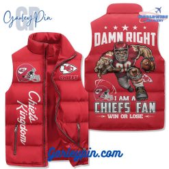 Kansas City Chiefs I Am A Chiefs Fan Red Sleeveless Puffer Jacket