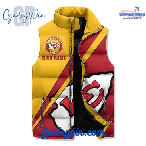 Kansas City Chiefs Yellow Red Sleeveless Puffer Jacket