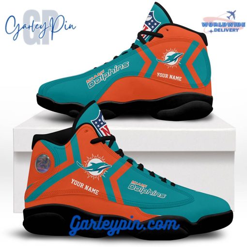 Miami Dolphins Custom Name Black Sole  Air Jordan 13