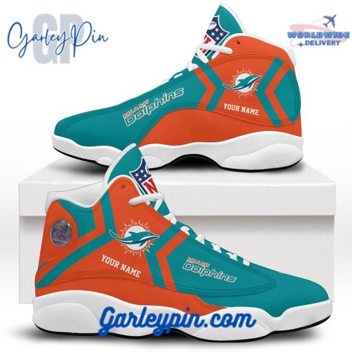 Miami Dolphins Custom Name White Sole  Air Jordan 13