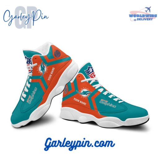 Miami Dolphins Custom Name White Sole  Air Jordan 13