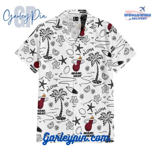 Miami Heat Beachscape Hawaiian Set