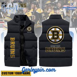 NHL Boston Bruins Hockey Custom Name Sleeveless Puffer Jacket