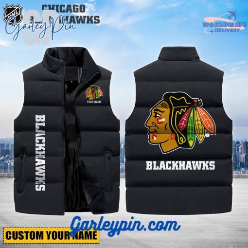 NHL Chicago Blackhawks Custom Name Sleeveless Puffer Jacket
