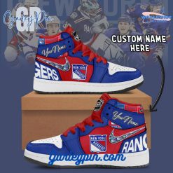 New York Rangers Custom Name Air Jordan 1 Sneaker