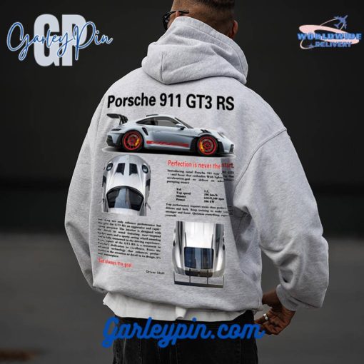 Oversized Porsche 911 GT3 RS Light Gray Hoodie