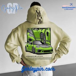 Oversized Porsche Racing Graphic Rice Color Hoodie