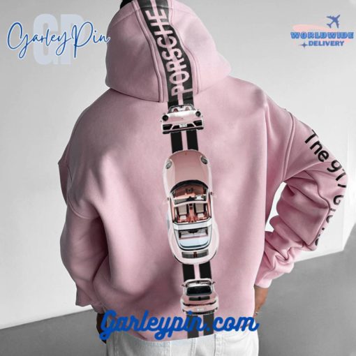 Oversized Porsche Racing Graphic Street Pink Hoodie