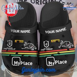 Penrith Panthers Custom Name Black Sole Crocs