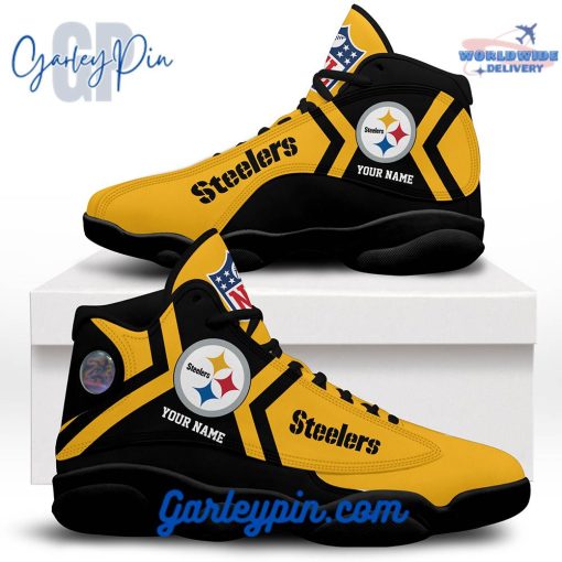 Pittsburgh Steelers Custom Name Black Sole Air Jordan 13