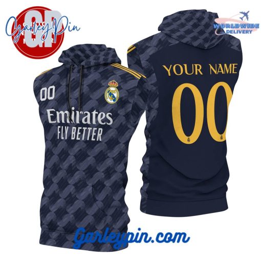 Real Madrid Away Kits Custom Name Sleeveless Hoodie