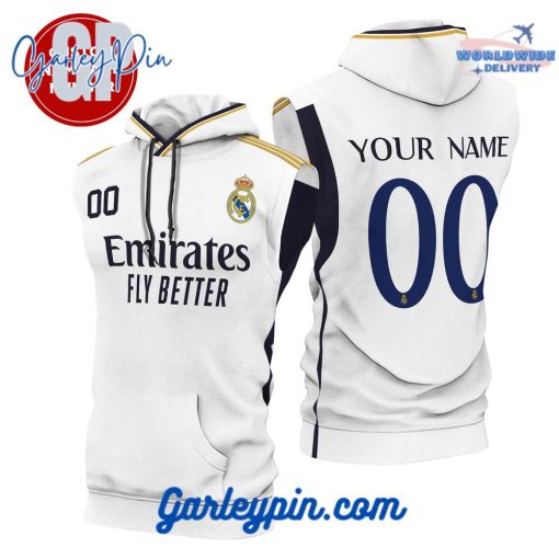 Real Madrid Home Kits Custom Name Sleeveless Hoodie