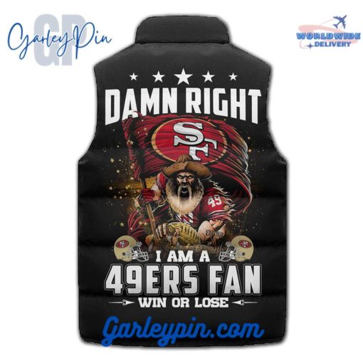 San Francisco 49ers I Am A 49ers Fan Black Sleeveless Puffer Jacket