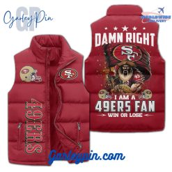 San Francisco 49ers I Am A 49ers Fan Red Sleeveless Puffer Jacket