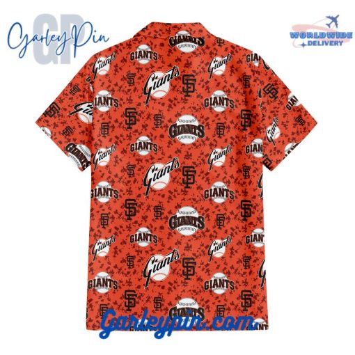 San Francisco Giants Orange Camouflage Hawaiian Set