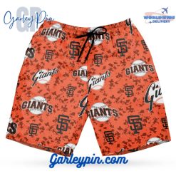 San Francisco Giants Orange Camouflage Hawaiian Set