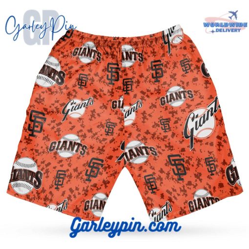 San Francisco Giants Orange Camouflage Hawaiian Set