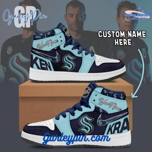 Seattle Kraken Custom Name Air Jordan 1 Sneaker