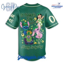 Stitch Happy St Patrick's Day Custom Name Baseball Jersey