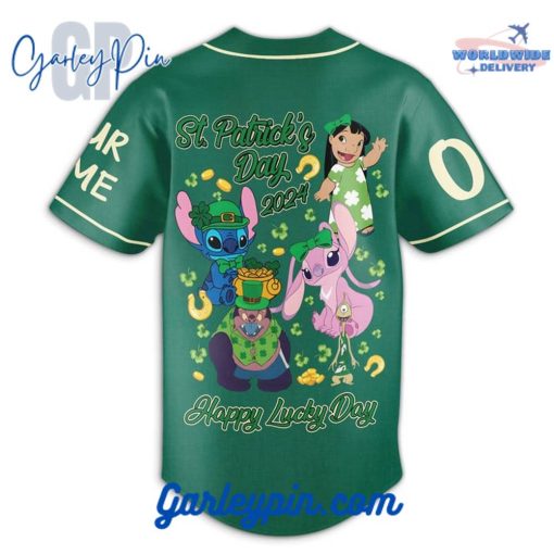 Stitch Happy St Patrick’s Day Custom Name Baseball Jersey