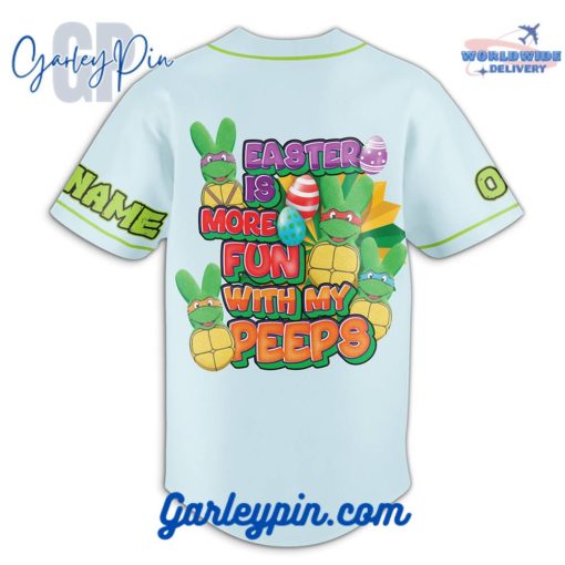 Teenage Mutant Ninja Turtles Happy Turtle Easter Blue Custom Name Baseball Jersey