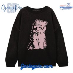 Cat Bless You Thinking Pink Cat Sweater