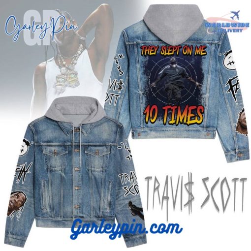 Travis Scott They Slept On Me 10 Times Hooded Denim Jacket