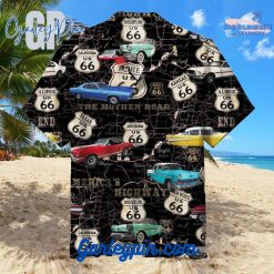 US Route 66 Map Black Hawaiian Shirt