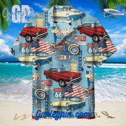 US Route 66 Map Blue Hawaiian Shirt