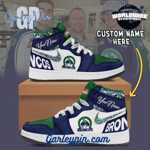 WHL Swift Current Broncos Custom Name Air Jordan 1 Sneaker