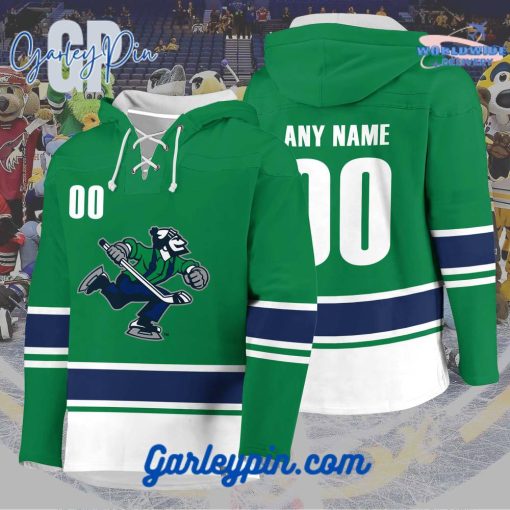 AHL Abbotsford Canucks 2024 Hockey Lace Up Green Hoodie