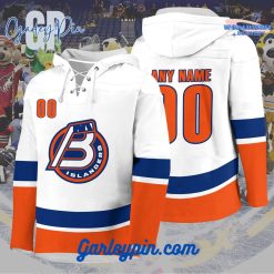 AHL Bridgeport Islanders 2024 Hockey Lace Up White Hoodie